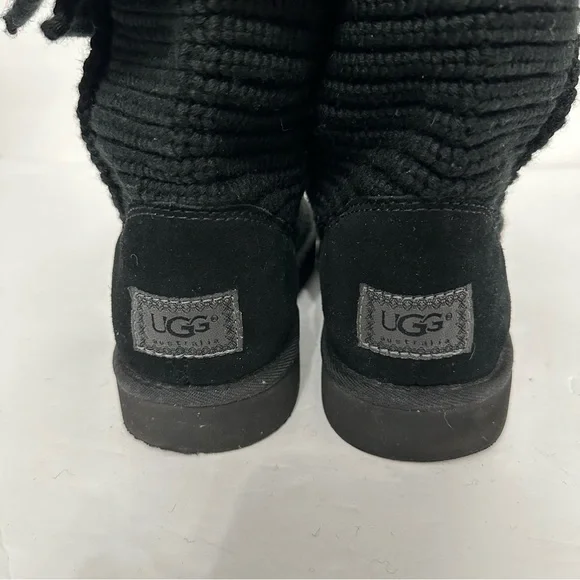 UGG Australia 5819 Classic Cardy Black Knit Fold Over Boots Button US Women's 10 - Picture 3 of 10
